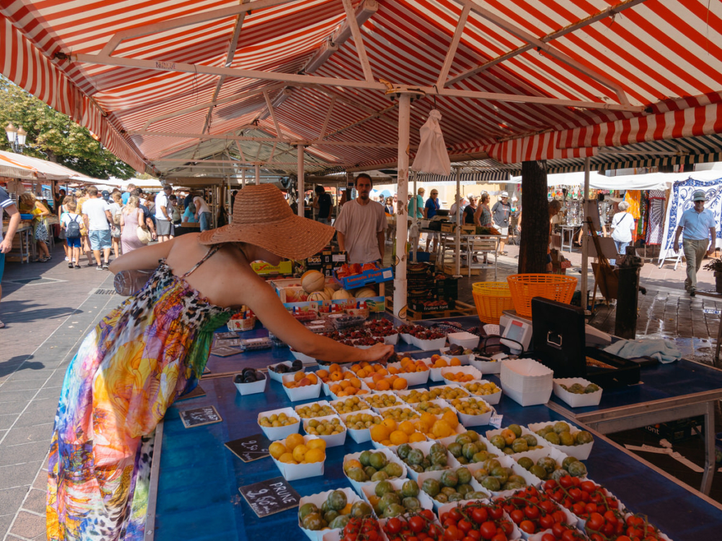 Cours Saleya market in the Old Town of Nice, French Riviera