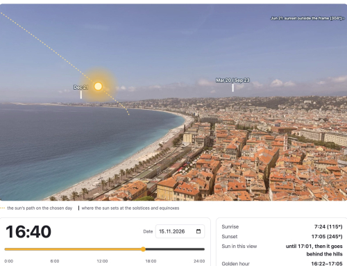 Where will the sun set tonight? A free sunrise and sunset tool for the French Riviera